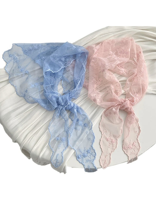 Scarvii - Sweet Lace Sheer Triangle Scarf - Feminine &amp; Delicate