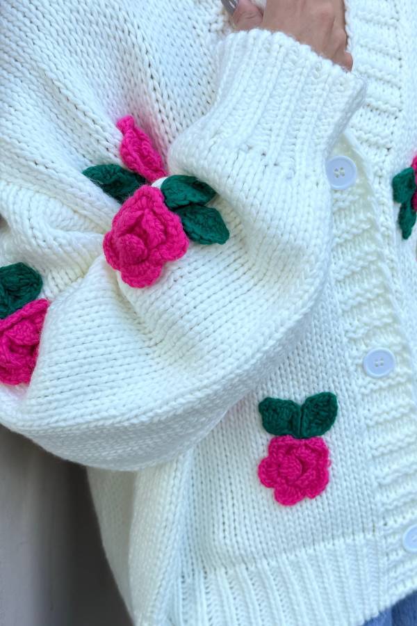 Selena Rose Knit Sweater Cardigan