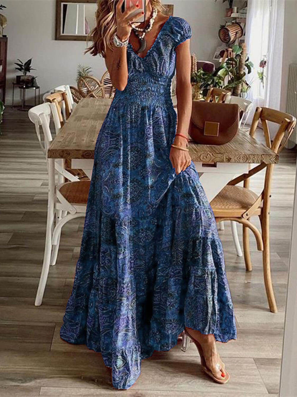 Sleeveless Floral Maxi Dress In Lightweight Fabric