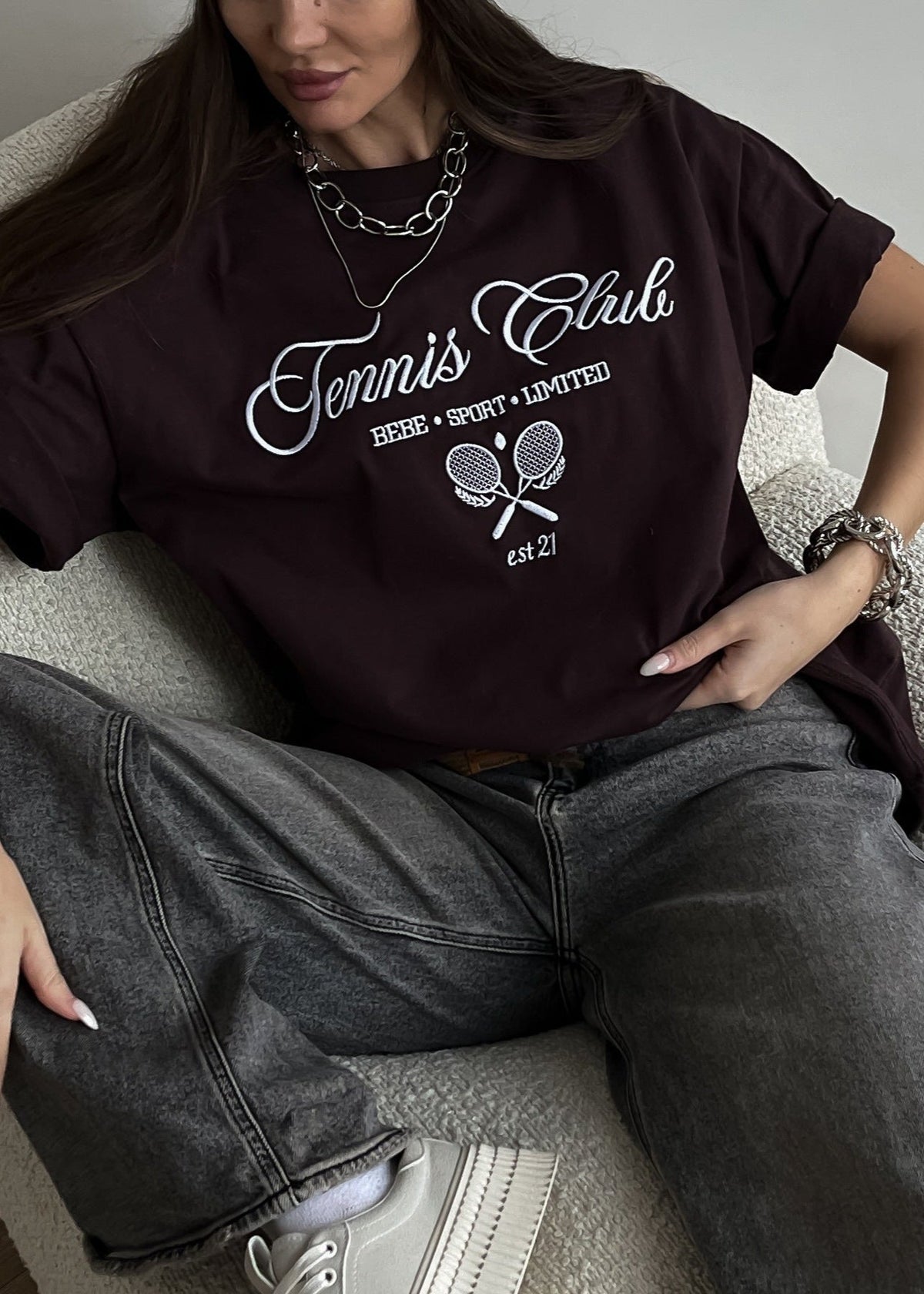 Oversized Cotton Graphic Sporty T Shirt