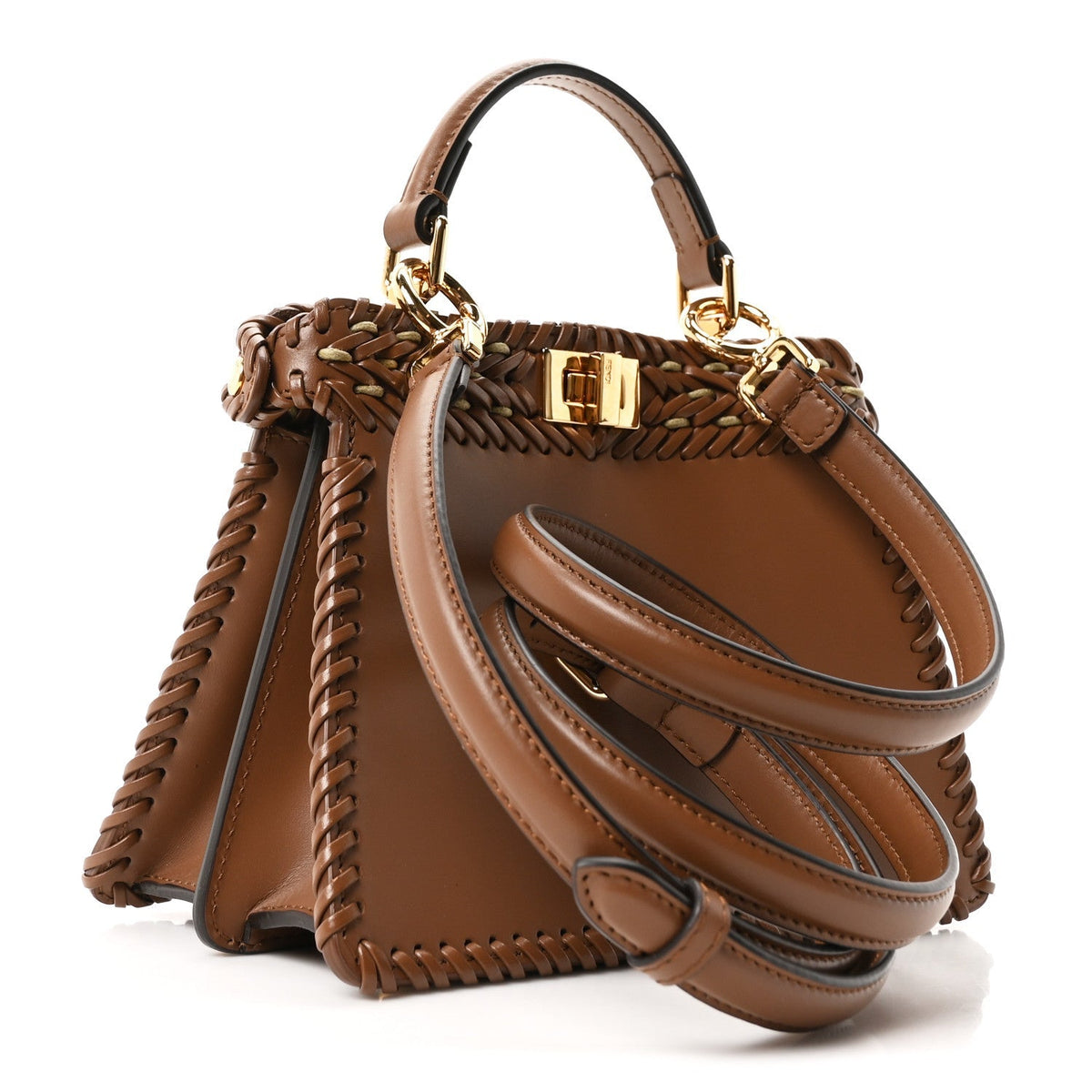 Vitello King Shiny Nappa Intreccio Petite Peekaboo I SEE U Satchel Gianduia