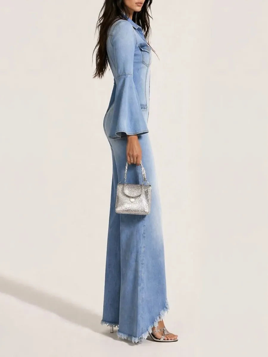 Aspen Casual Single-Breasted Denim Jumpsuit