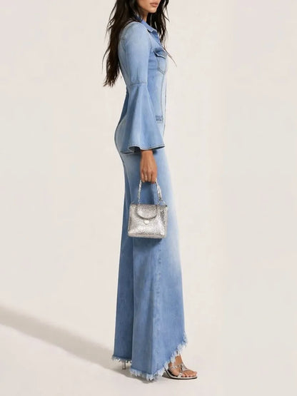 Aspen Casual Single-Breasted Denim Jumpsuit