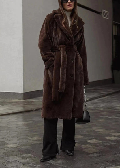 Velvet Coat Longline Double Breasted Tailored Lapel