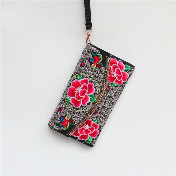 Ethnic Embroidery Bag Ladies Embroidery Coin Purse Hand Shoulder Dual-Purpose Leisure Bag