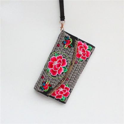 Ethnic Embroidery Bag Ladies Embroidery Coin Purse Hand Shoulder Dual-Purpose Leisure Bag