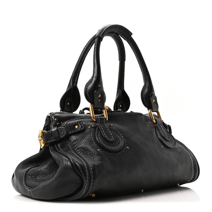 Calfskin Medium Paddington Satchel Black