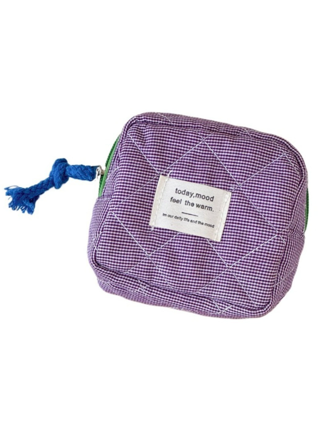 Cosbai - Plaid Color Block Portable Coin Pouch