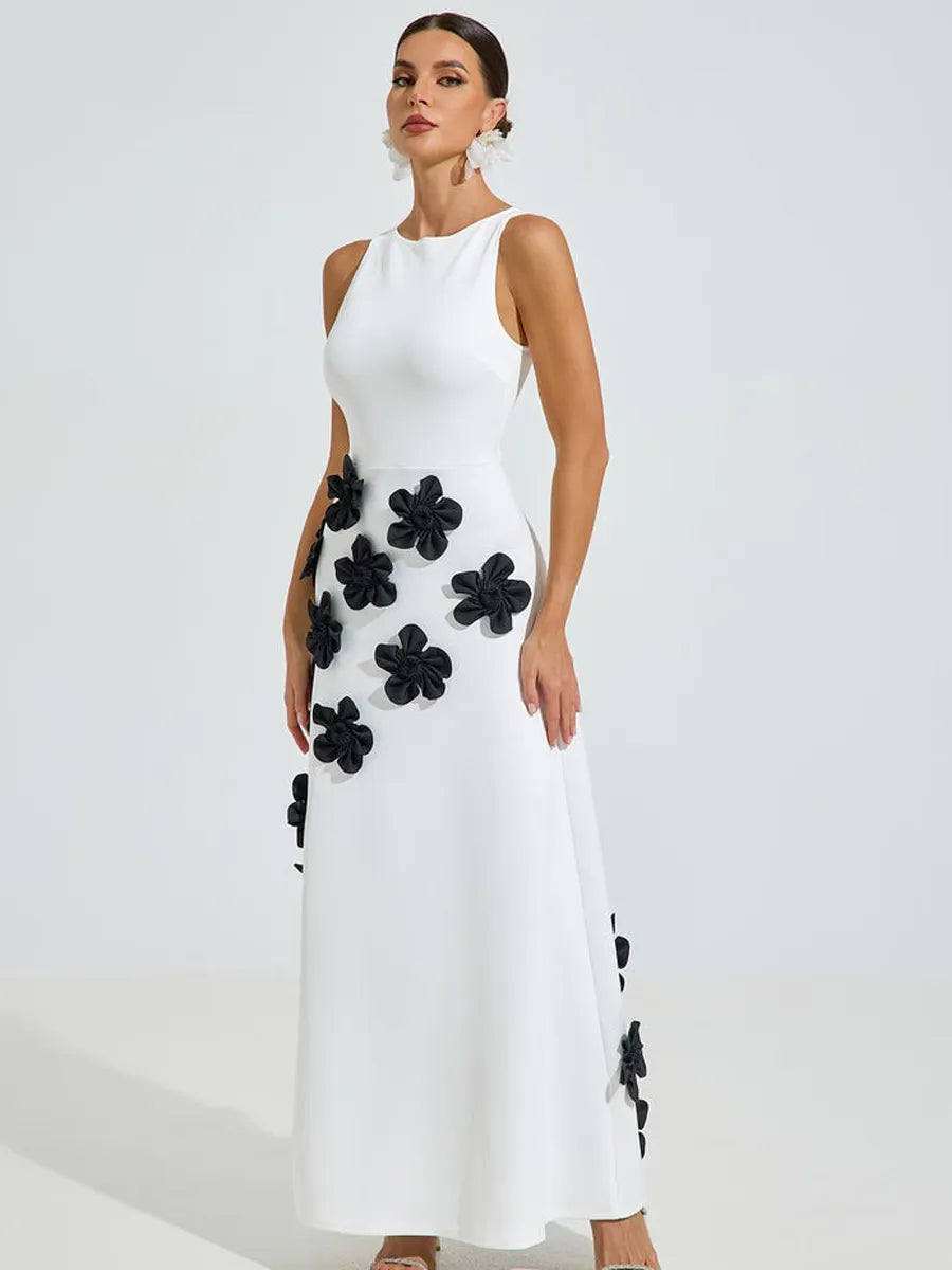 Emily Noir Blossom Maxi Dress In White