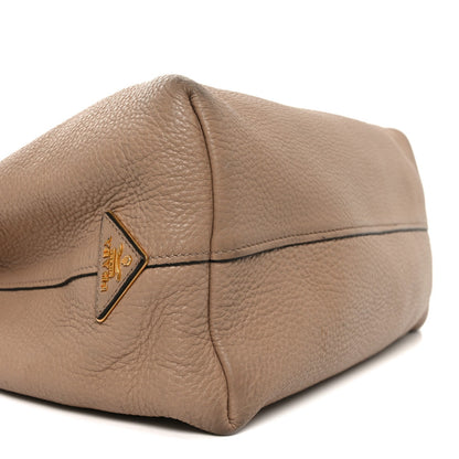 Vitello Phenix Embossed Logo Hobo Caramel