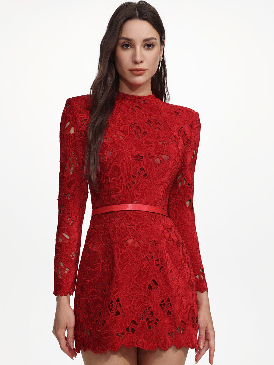 Josephine Long Sleeve Guipure Lace Mini Dress