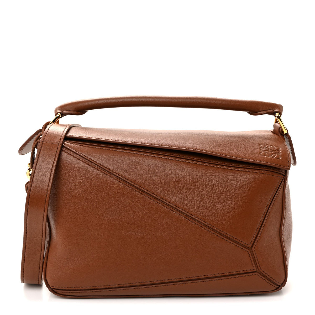 Nappa Lambskin Small Featherlight Puzzle Bag Pecan