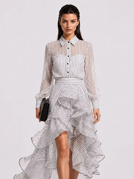 Eliana Striped Ruffle Maxi Dress