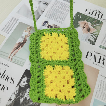 Crochet Granny Square Bag Red National Style Color Patchwork Bag