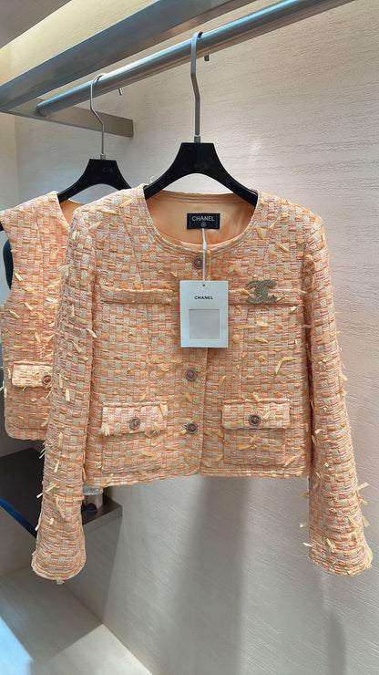 CHANEL SWEET GIRL JACKET ORANGE TWEED