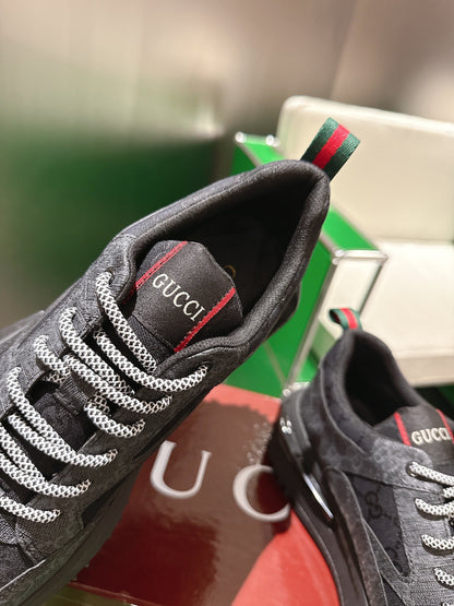 Gucci Rhyton Sneakers Black and Grey Supreme Canvas 507553