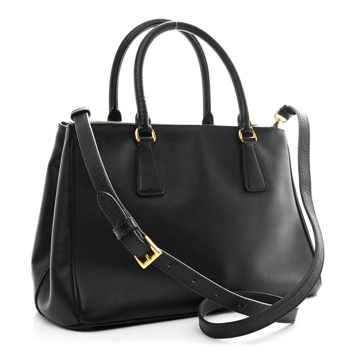 Saffiano Medium Galleria Double Zip Tote Black
