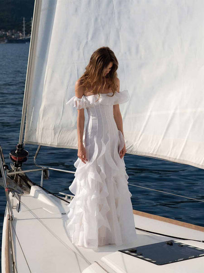 Elena One-Shoulder Ruffled Maxi Dress