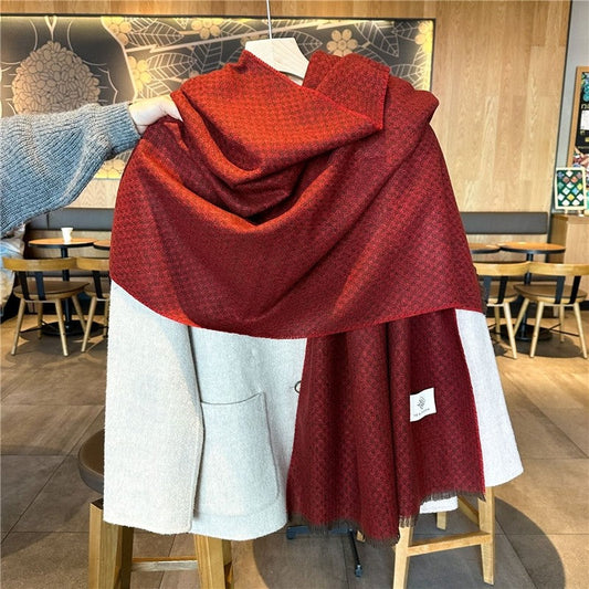 Plaid Fringe Warm Scarf