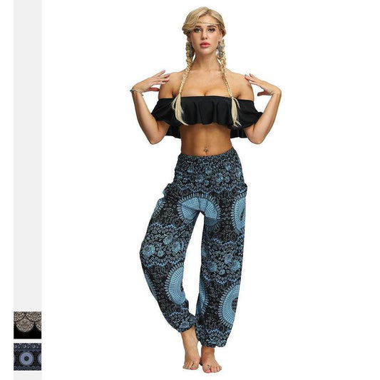 Printed Loose Leg Bloomers Women'S Sports Yoga Pants