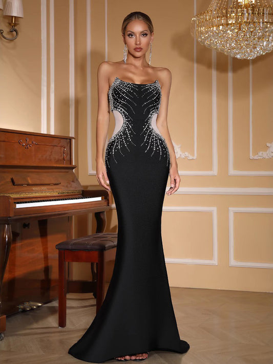 Isadora Strapless Diamond Maxi Dress