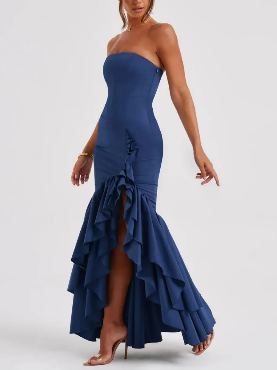 Brianna Strapless Ruffled Mermaid Maxi Dress