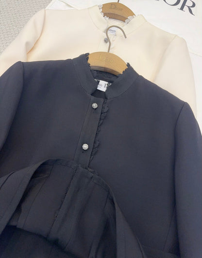 CD 25 Jacket Beige Black Wool Silk