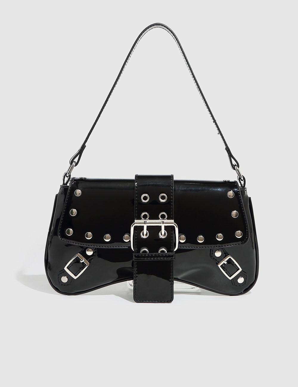 Punk Studded Hollow PU Leather Shoulder Bag