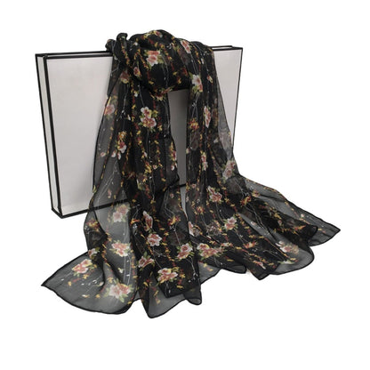 Scarvii - Vines Flower Print Scarf - Cool &amp; Soft