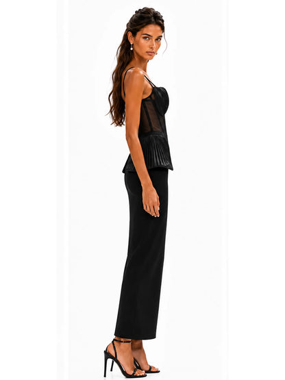 Aurora Sexy Sheer Mesh Panel Midi Dress