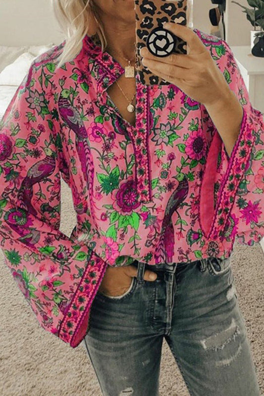 Peacock Loose Shirt Button Long Sleeve Shirt
