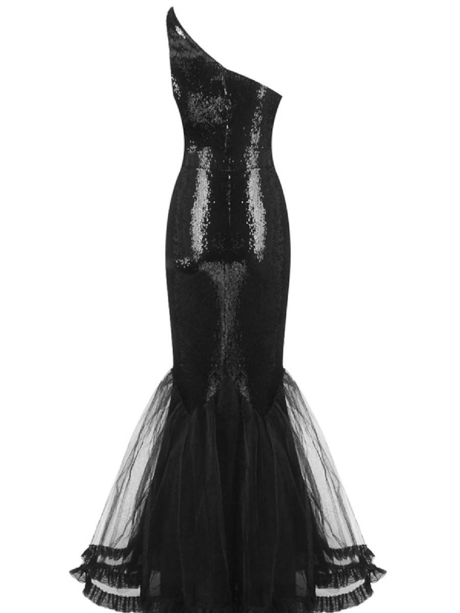 Anaya One Shoulder Floral Sequin Mermaid Maxi Dress