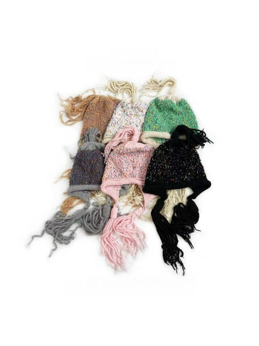 Haila - Winter Knitted Beanie with Tassels &amp; Colorful Speckled Patterns
