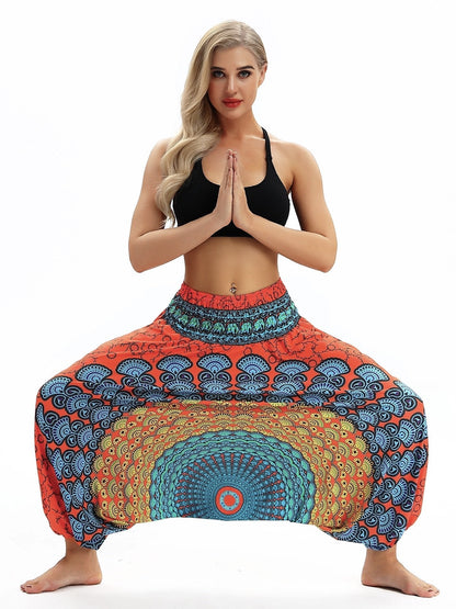 Leisure Digital Printing Loose Fitness Yoga Wide-Leg Dance Bloomers