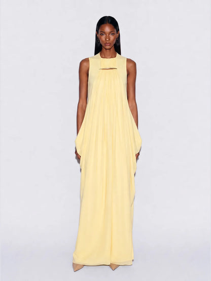 Bianca Draped Maxi Dress with 3D Embellishment