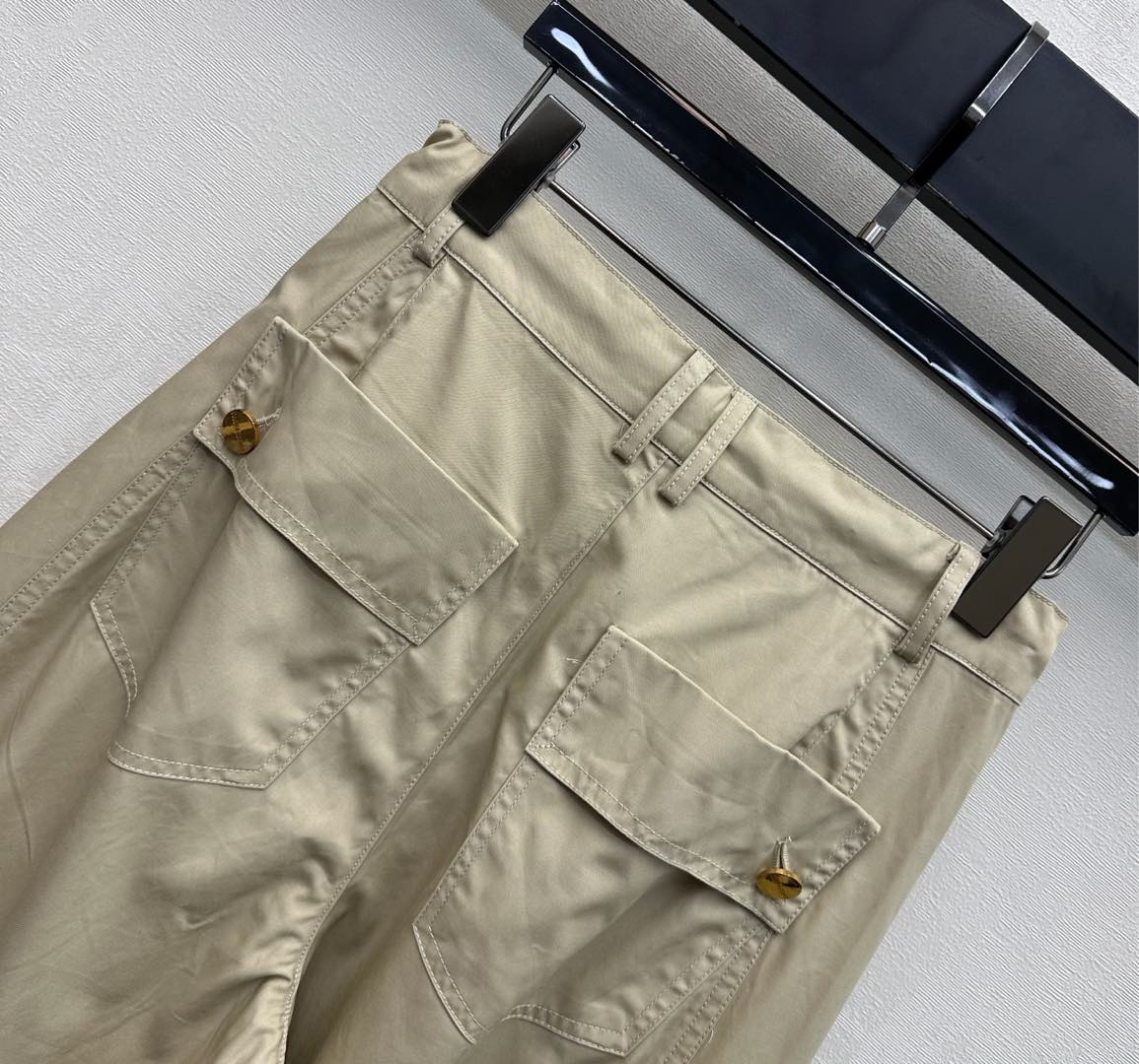 Miu Track Pants Khaki Cotton Tencel Fabric 350248