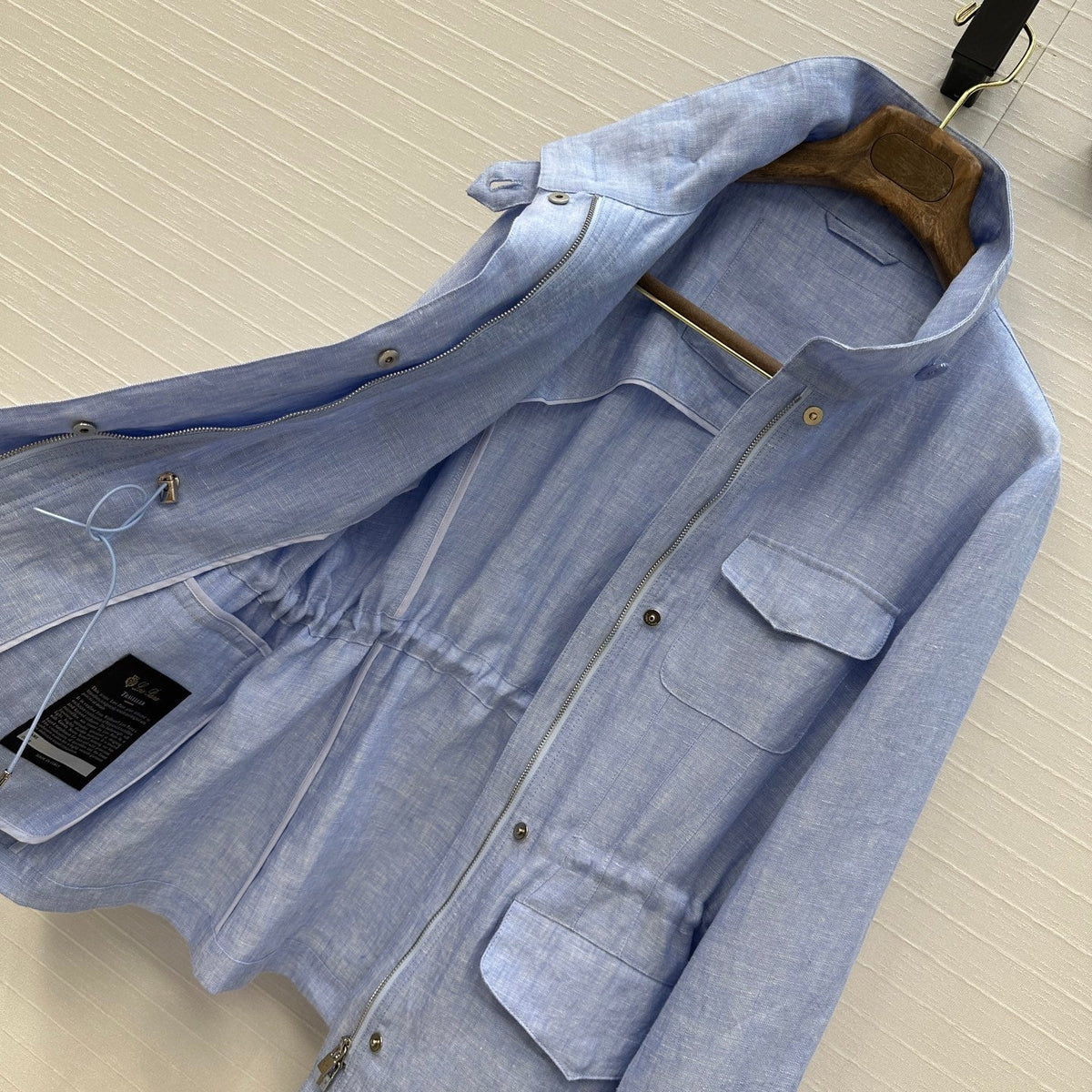 LP 25 Stand-up Collar Jacket Blue Linen 272165