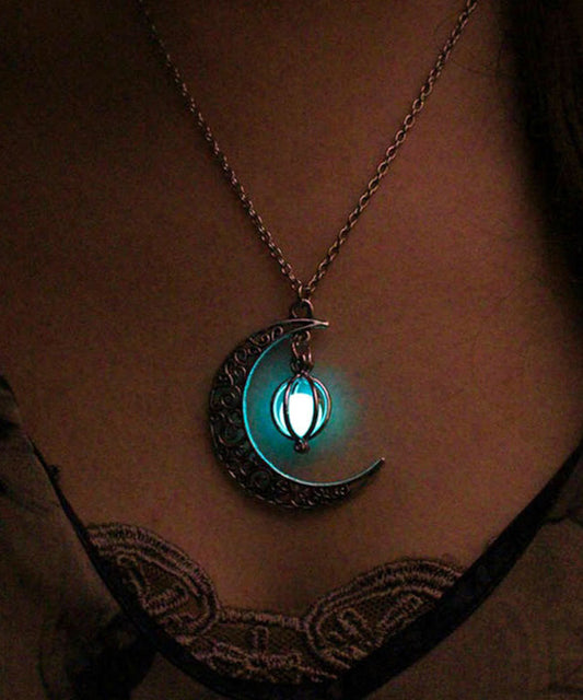Unique Stainless Steel Moon Chain Luminous Lariat Necklace