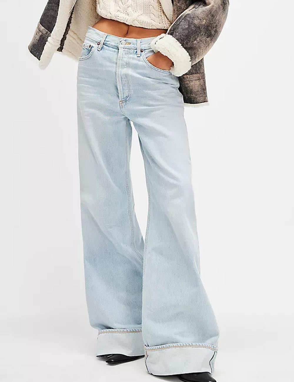 Casual Washed High Waisted Straight Leg Jeans