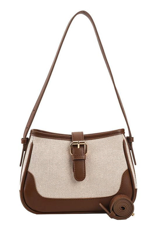 Canvas Shoulder Bag With Leather Trim