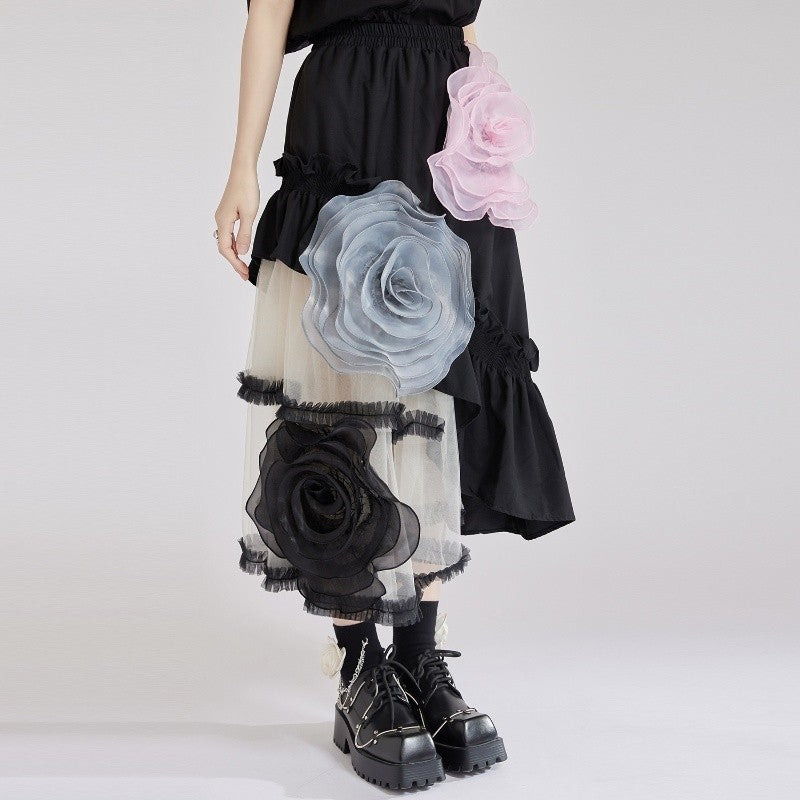 Mesh Tulle Midi Skirt