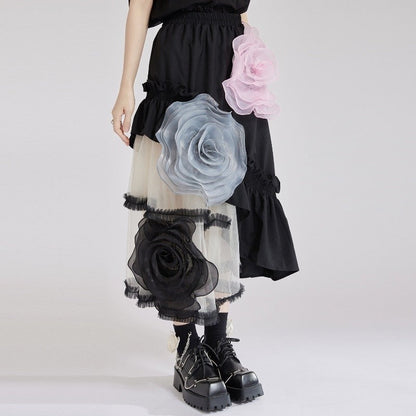 Mesh Tulle Midi Skirt