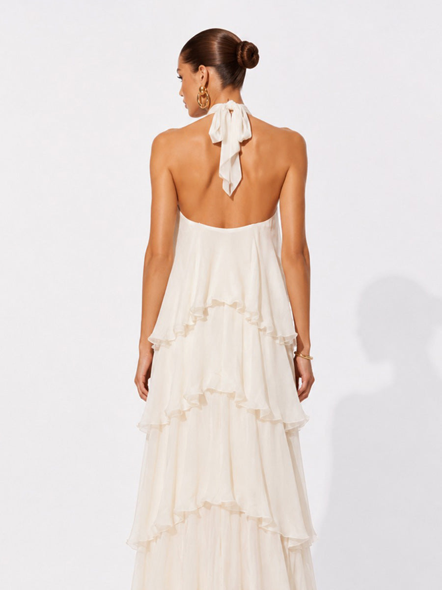 Naomi Tiered Loose Chiffon Halter Maxi Dress