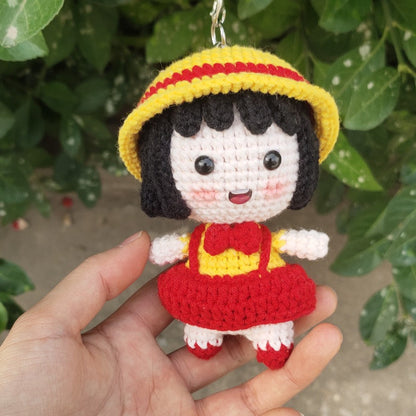 Cute Cherry Blossom Doll Crochet Bag Keychain