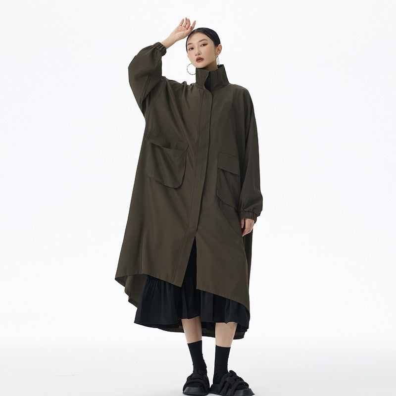 Turtleneck Solid Color Long Coat