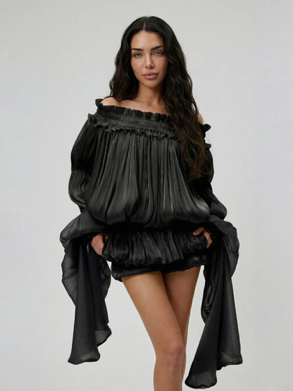 Lunara Off Shoulder Draped Mini Dress