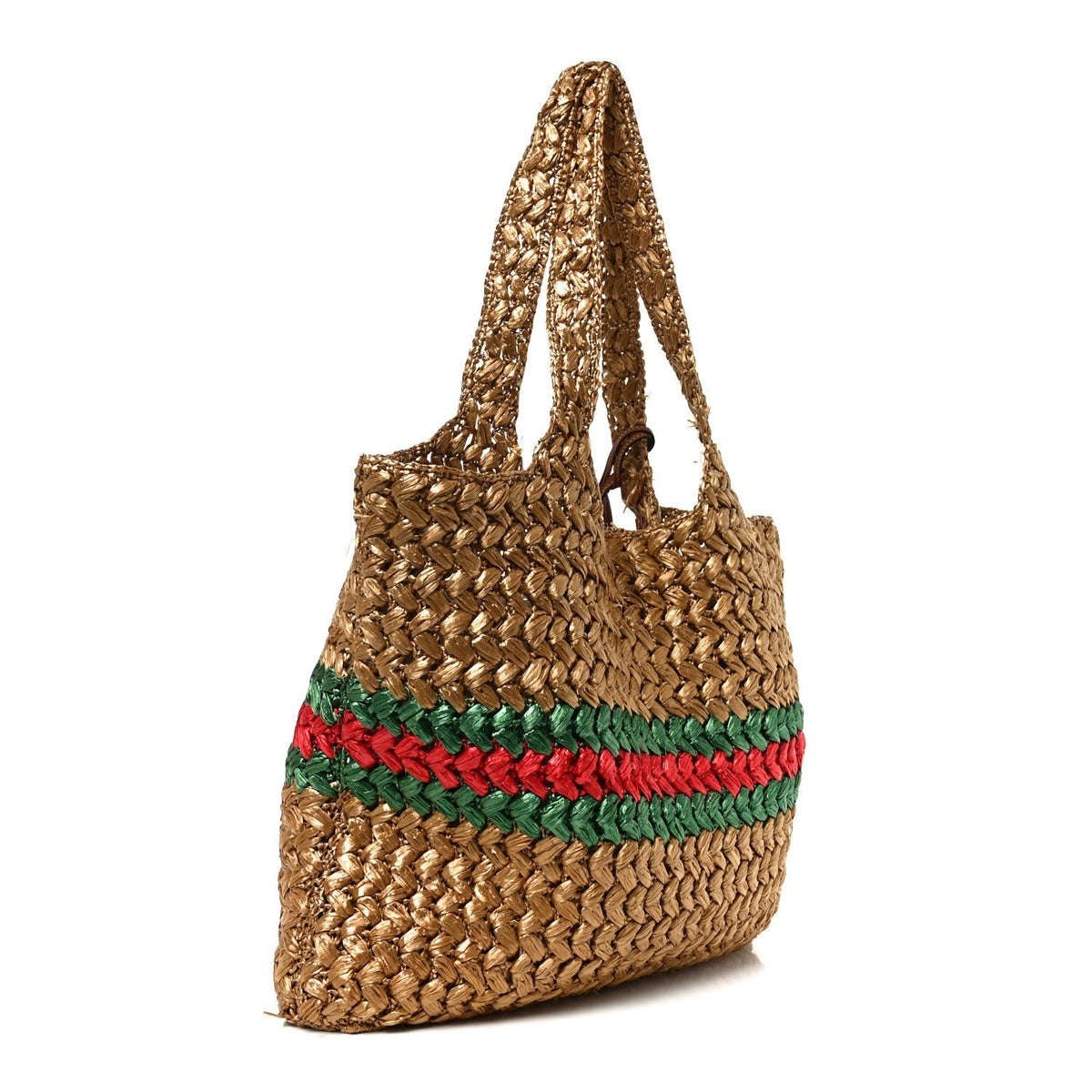 Raffia Effect Interlocking G Tote Bag Brown
