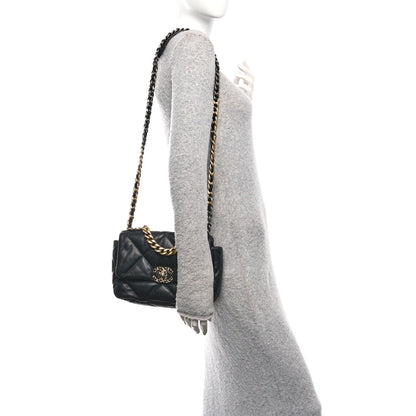 Goatskin Quilted Medium Chanel 19 Flap Black