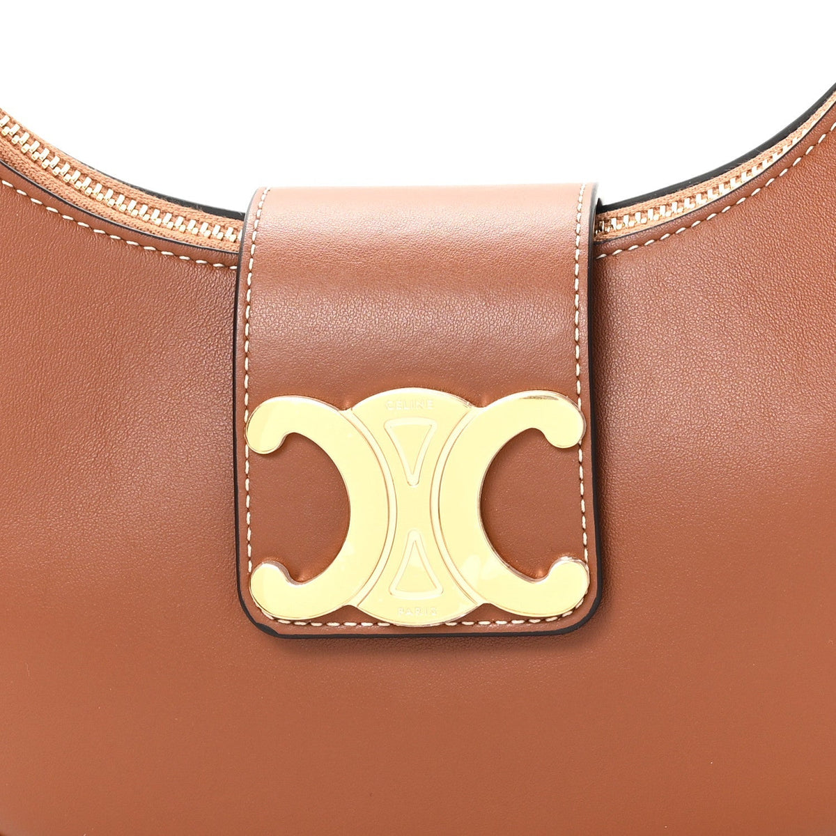 Smooth Calfskin Medium Strap Ava Triomphe Shoulder Bag Tan