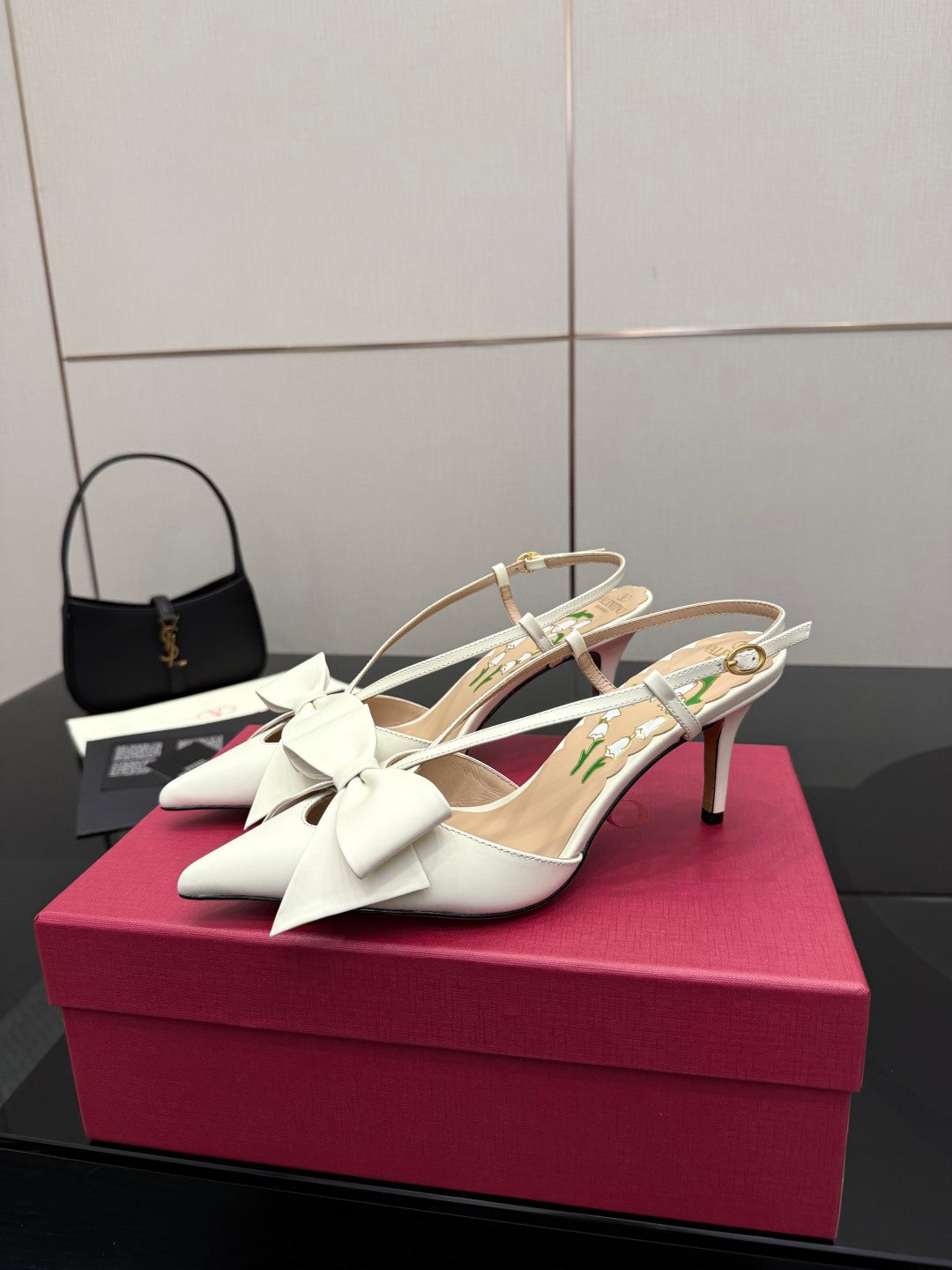 VT Bowow Slingback Pumps 85mm Ivory Leather